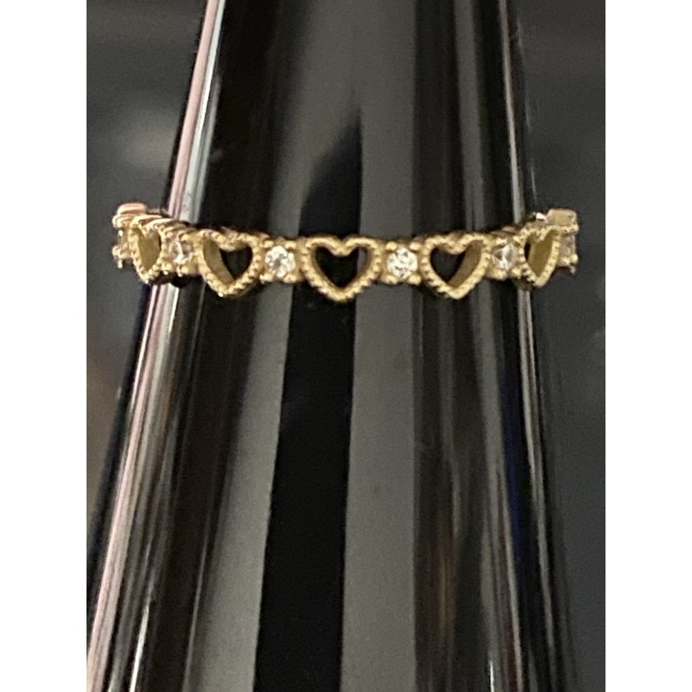 Real 10k Gold 7Hearts 7 Lab Created Diamond Ring Size 7 Engagement/Anniversary